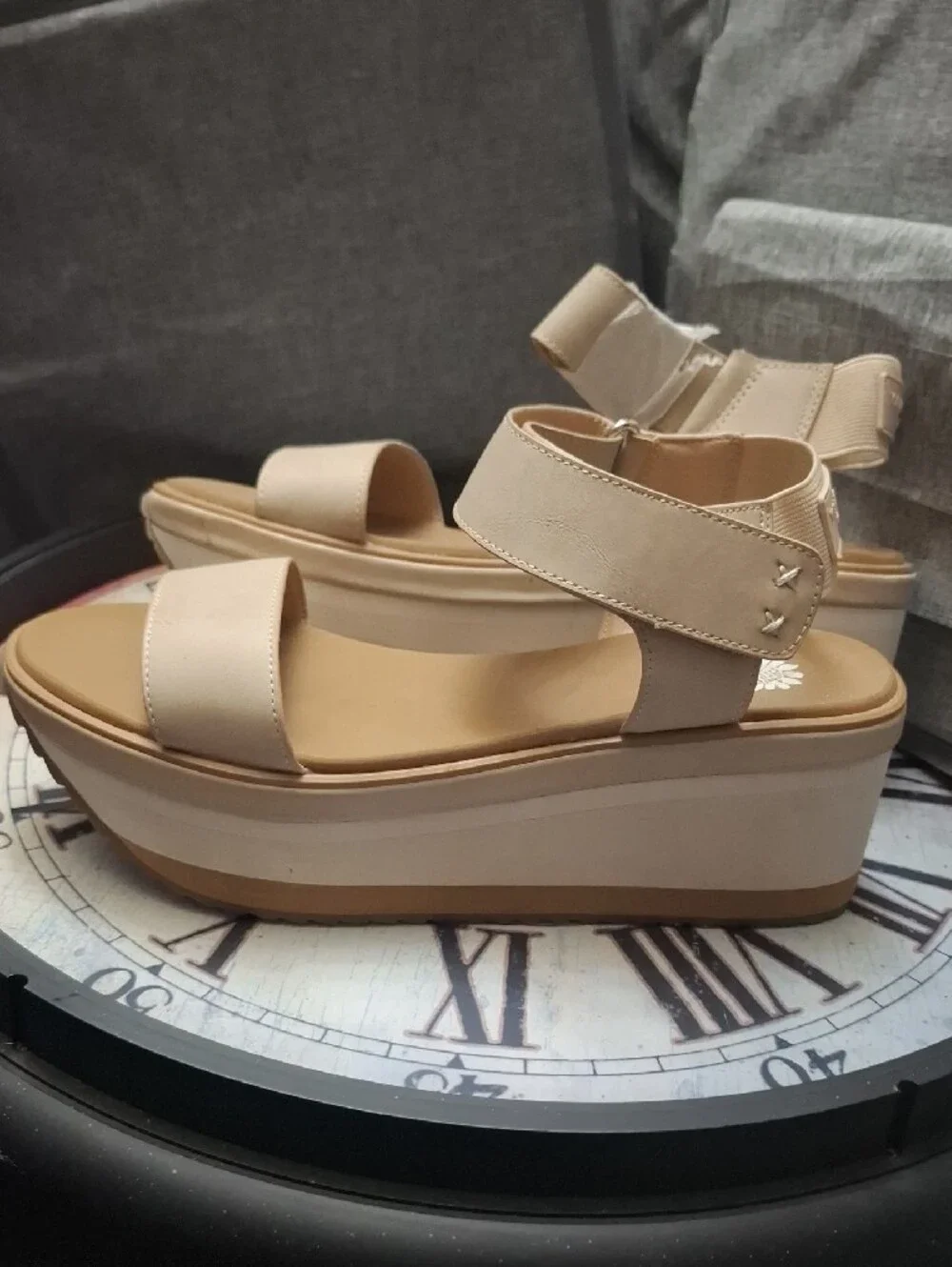 Yellow Box Beige Platform Sandals with Ankle Strap